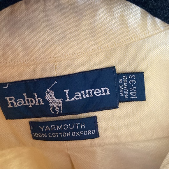 Ralph Lauren mens button down 14.5x33 great condition yellow - Picture 2 of 3